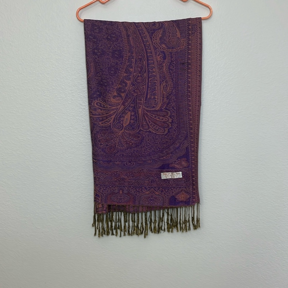 Pashmina Silk Wrap shawl Paisley purple